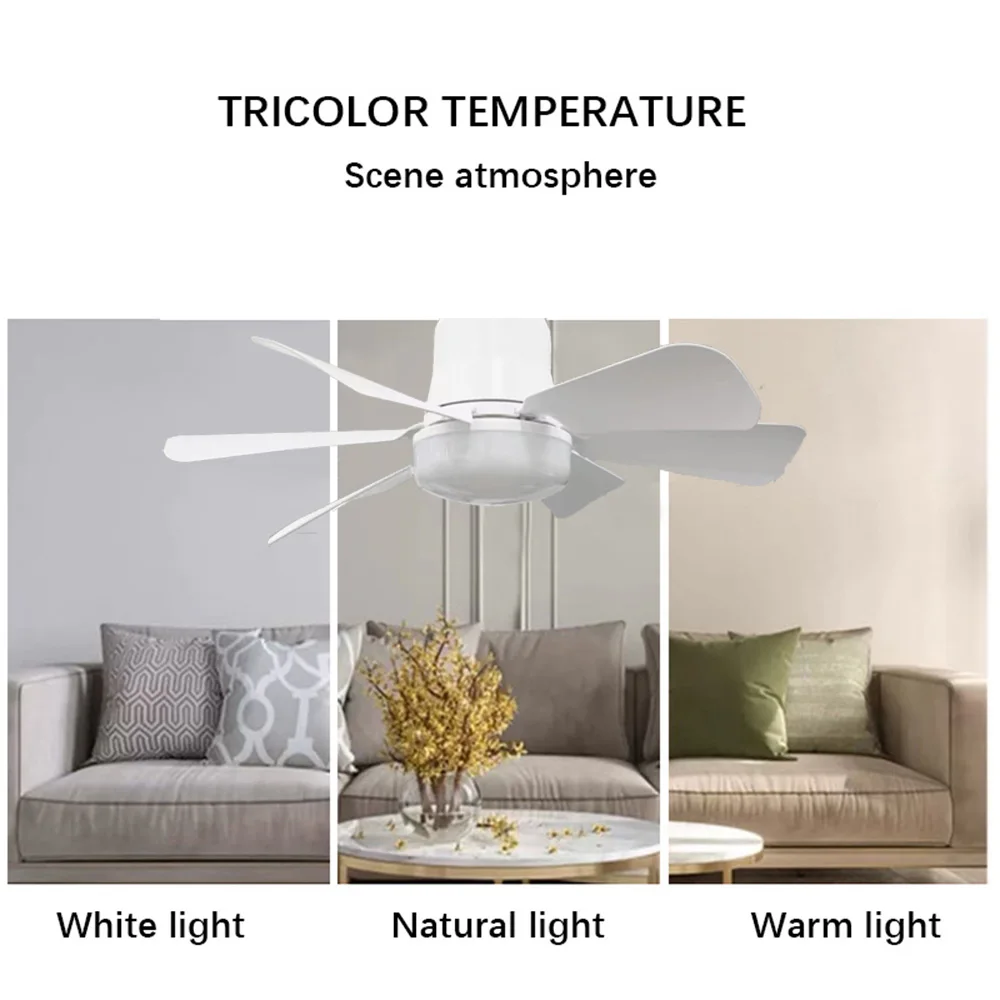 2024 New Design Flush Mount Modern Fan Light Inverter Dimmable Smart LED Ceiling Fans With Light and Remote