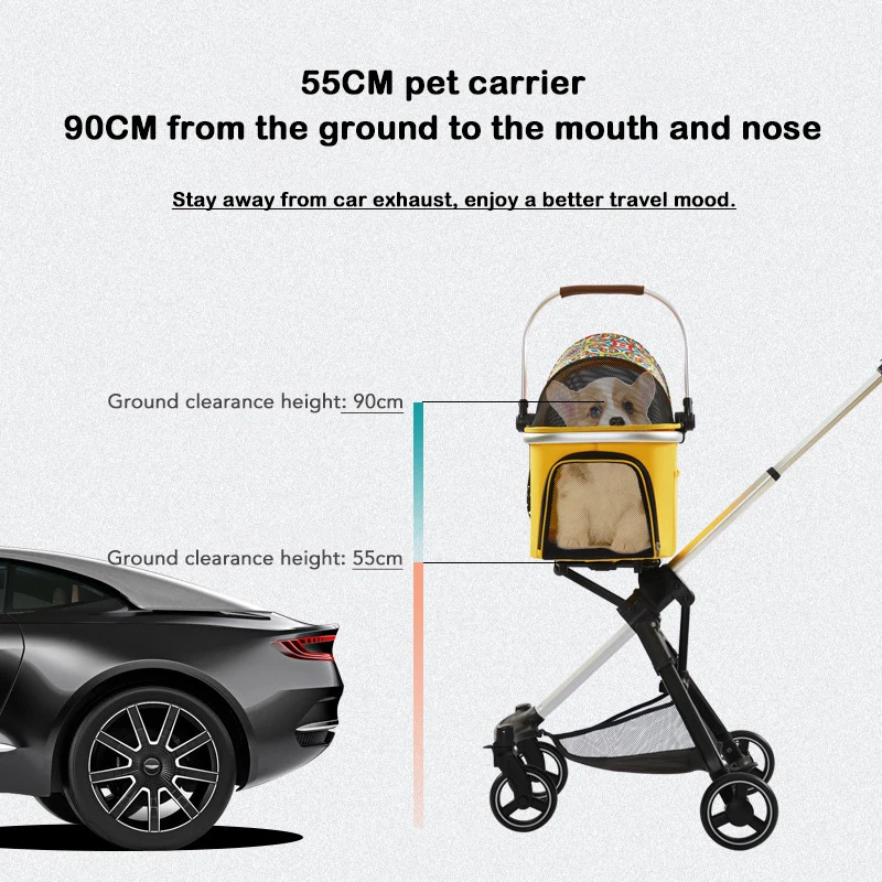 Outdoor light aluminum alloy pet trolley separate dog trolley small and medium-sized dog cat trolley with custom