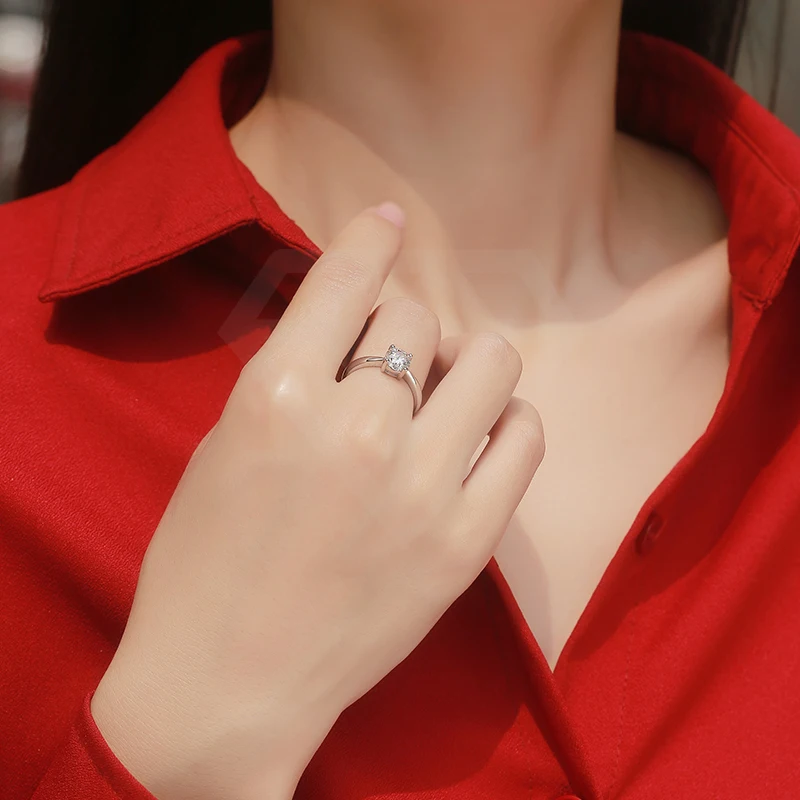 Engagement Diamond Ring Premium 1carat Diamond Ring S925 Sterling Silver VVS Moissanite Wedding Custom 925 Silver Women Ring