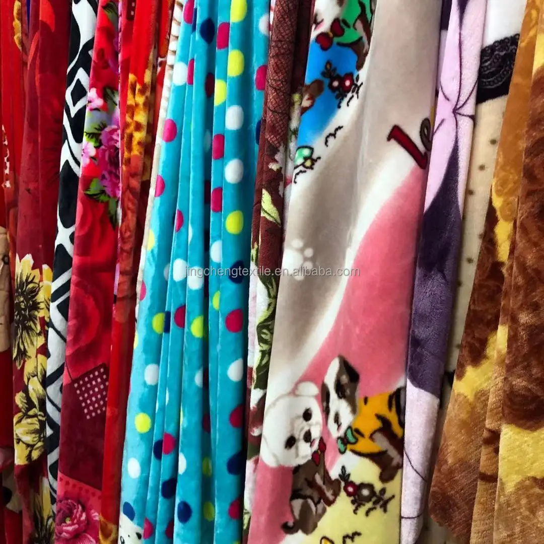 Super Soft Brushed PV Plush Fabric For Fur Clothing China blanket long hair flannel soft micro flannel fleece fabric for blanket