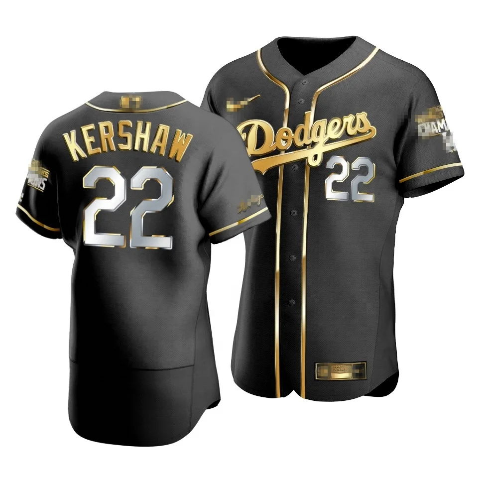Drop Shipping OEM NO MOQ Mens Womens Kids Los Angeles D odgers Black Gold Letters Baseball Uniform Baseball Jersey