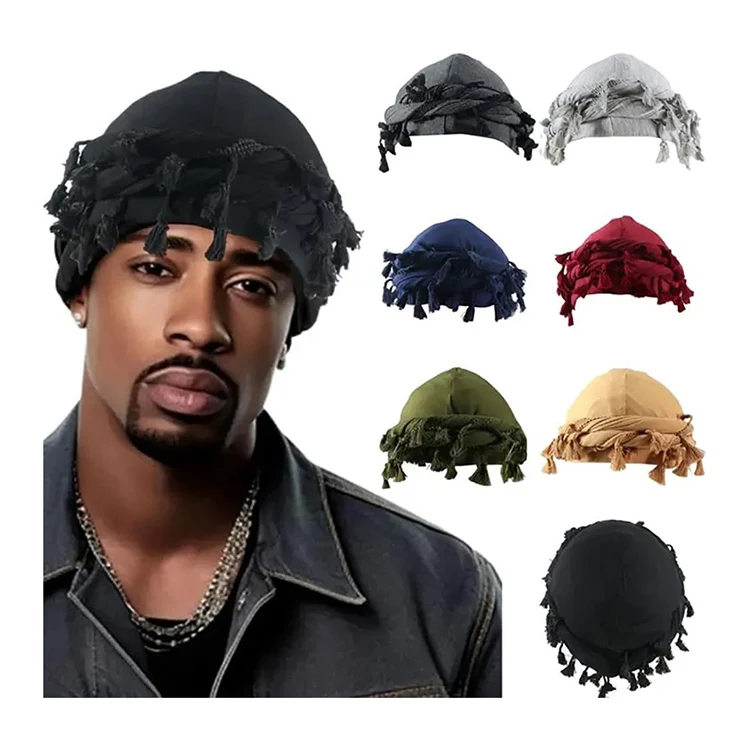 Dome Wave Braids Soft Bonnet  Satin Lined Muslim Turban Hat Hair Headwear Breathable Bottoming durags Turban for men