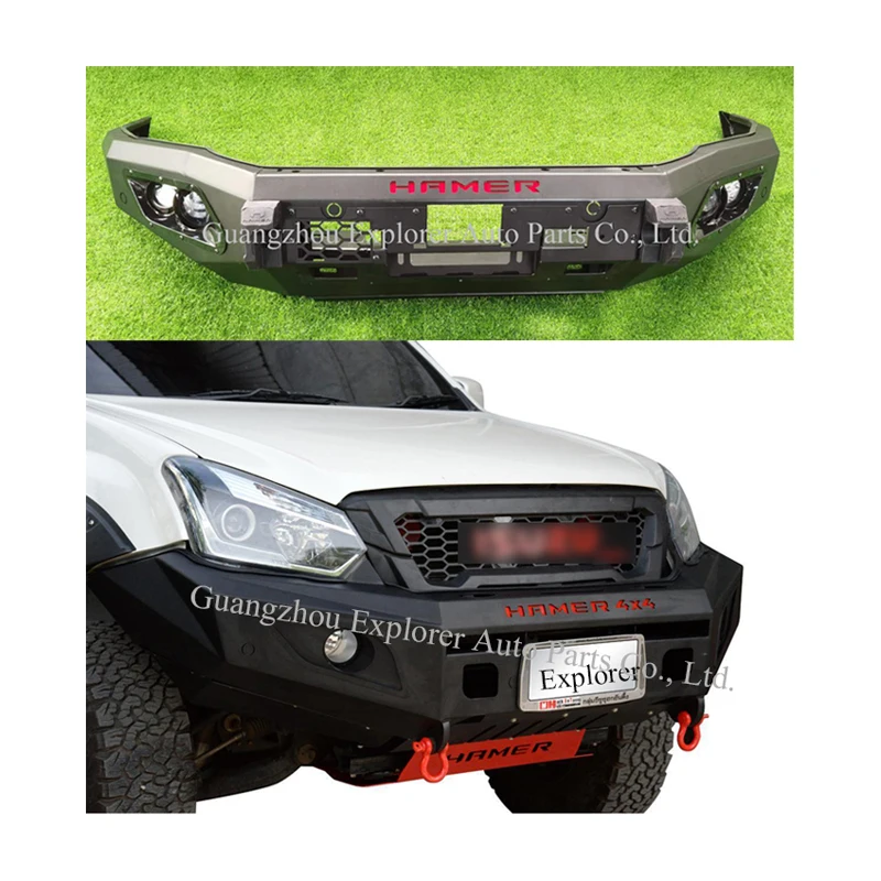 Steel Front Bumper for Dmax 2012 2013 2014 2015 2016 with LED Light Winch Bracket  Car 4X4 Accessories Front Bumper