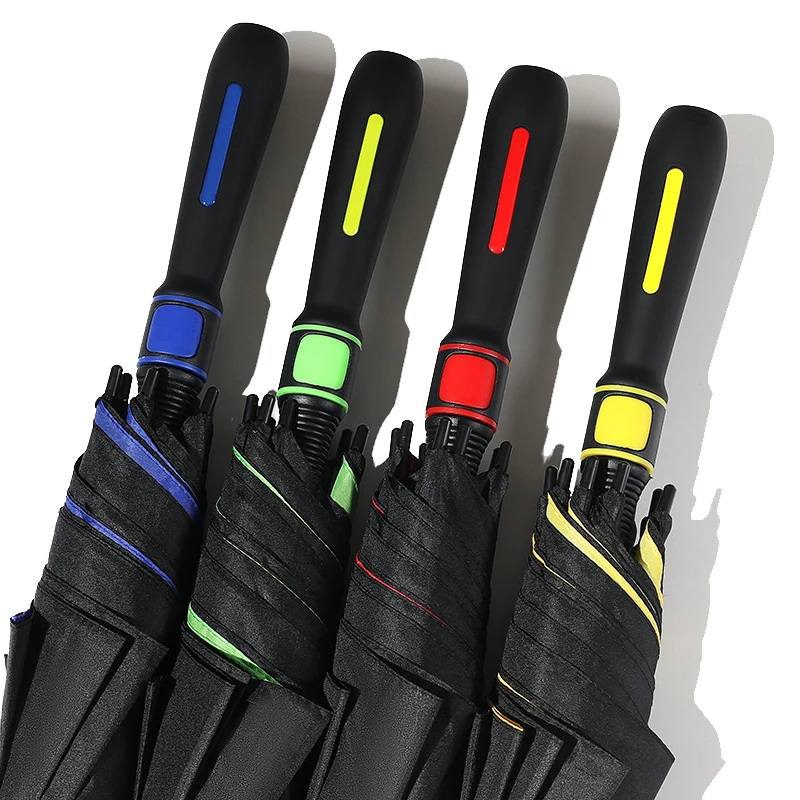 Оптовая продажа, недорогой персонализированный рекламный высококачественный Оранжевый рюкзак большого размера, зонт для гольфа с принтом логотипа, ветрозащитный