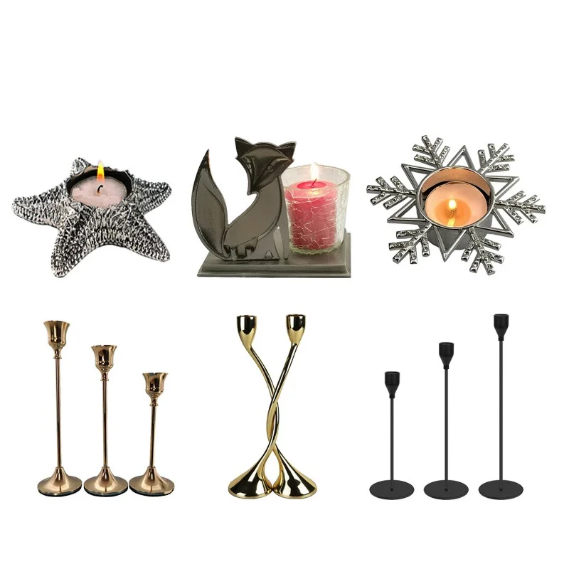 Custom European Candlestick Geometric Animal Snowflake Candlestick Custom Zinc Alloy Aromatherapy Candlestick
