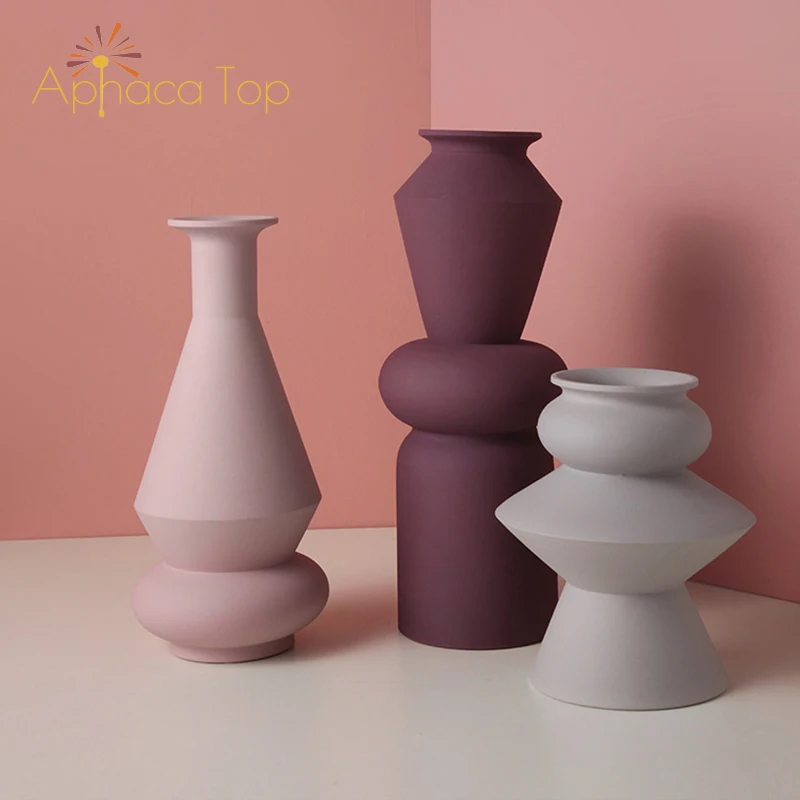 
Contracted design Nordic Crafts Ceramic vases Novel modeling Creative ceramic vase home decor 