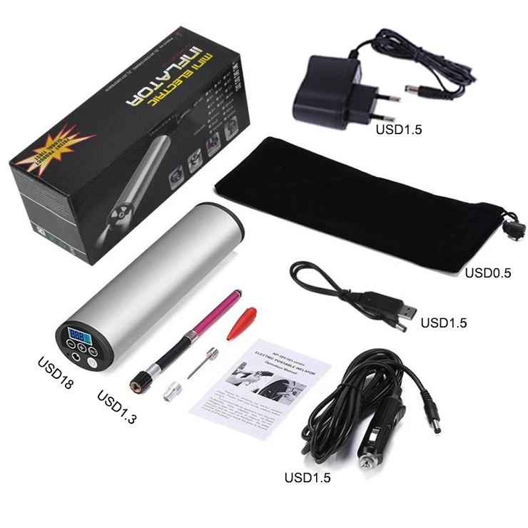 Patent product wireless mini portable rechargeable tire automatic inflatable electric air pump for bike