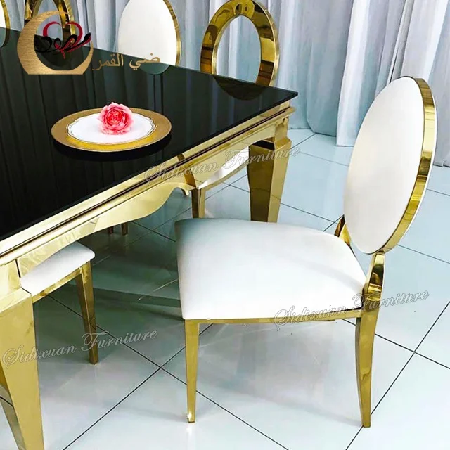 
Cheap golden stainless steel frame round back wedding banquet chairs 