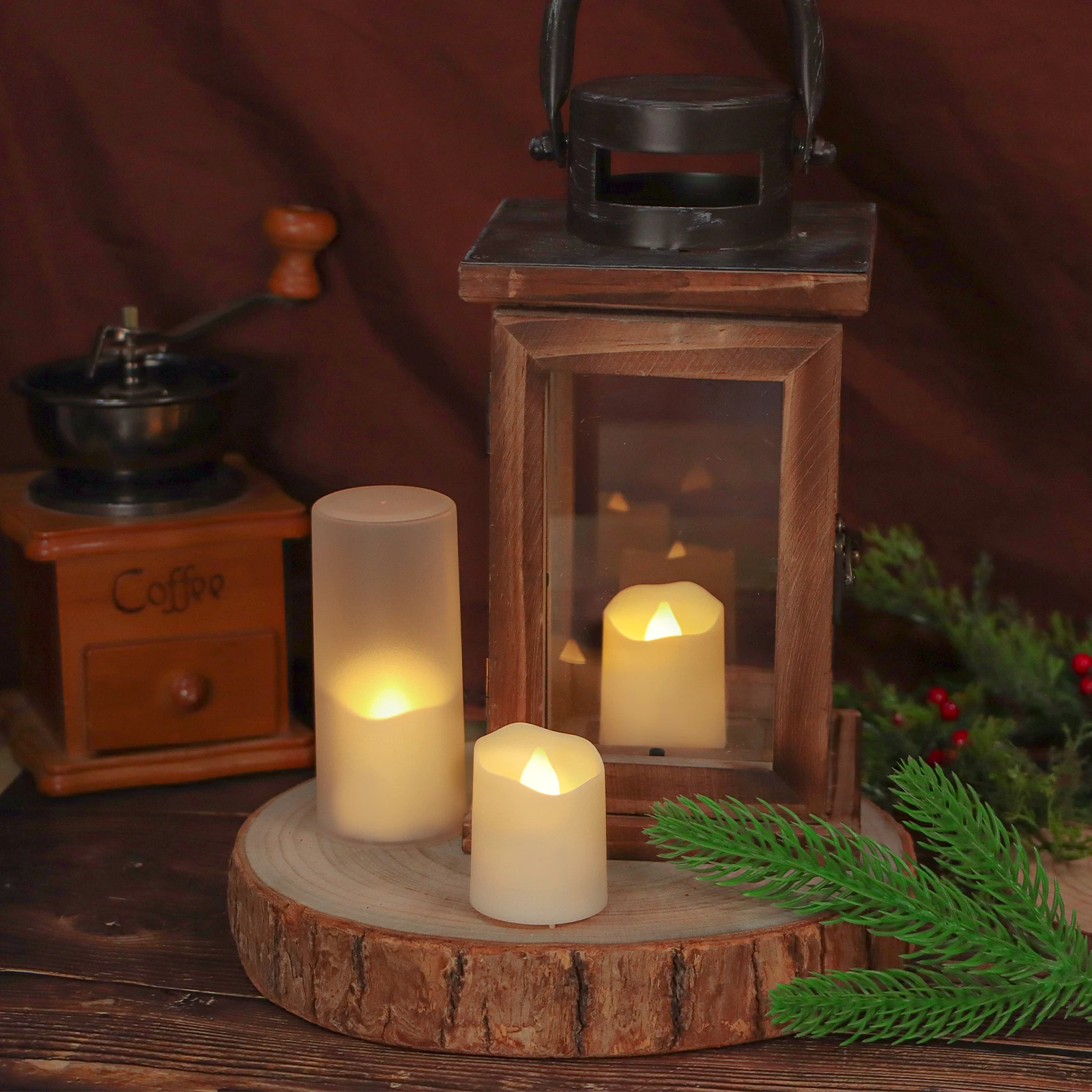 3D real flame warm light paraffin wax 5 hours timer flameless tea light led candle