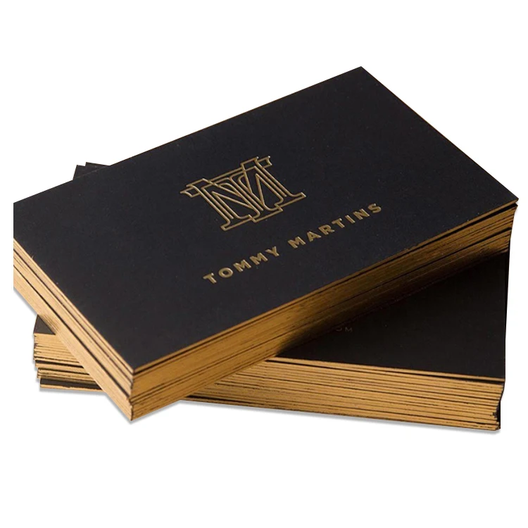 Custom Recyclable Paper Cardboard Cotton paper Luxury Fashion Hologram Gold Silver Foil Stamping Edge Gold Plated Business Cards