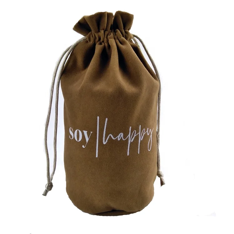 high quality bottle suede velvet packing  bag with round bottom