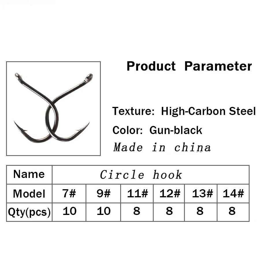 Factory wholesale 10pcs High Carbon Steel fishing circle hook