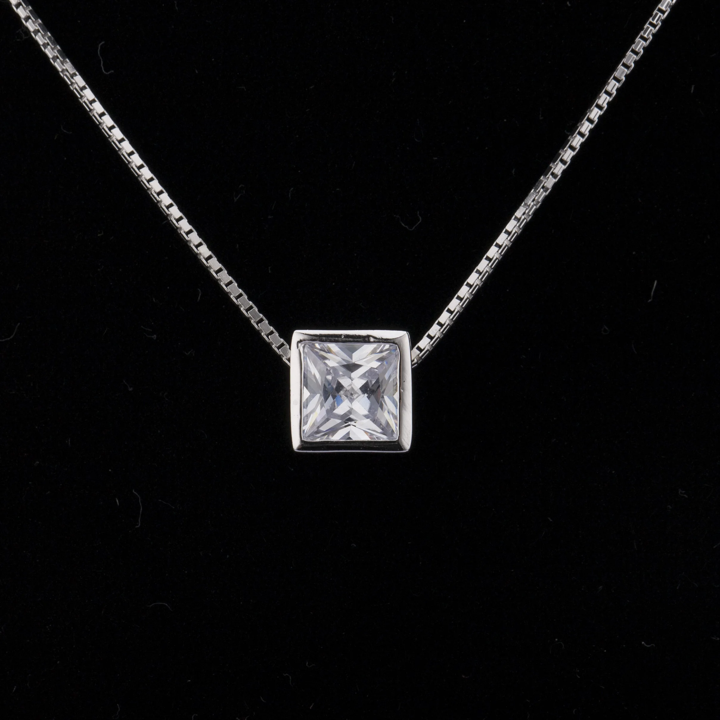 Fashion white Gold Plate 925 Sterling Silver gemstone women necklace
