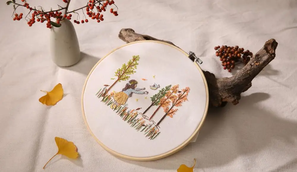 DIY Embroidery Flower Handwork Needlework for Beginner Cross Stitch Kit