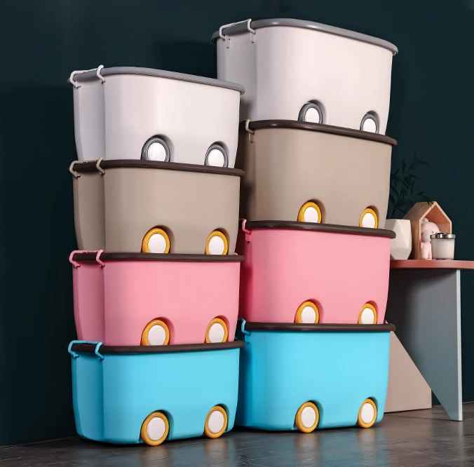 
China Suppliers PP Material Plastic Storage Box With Wheel 