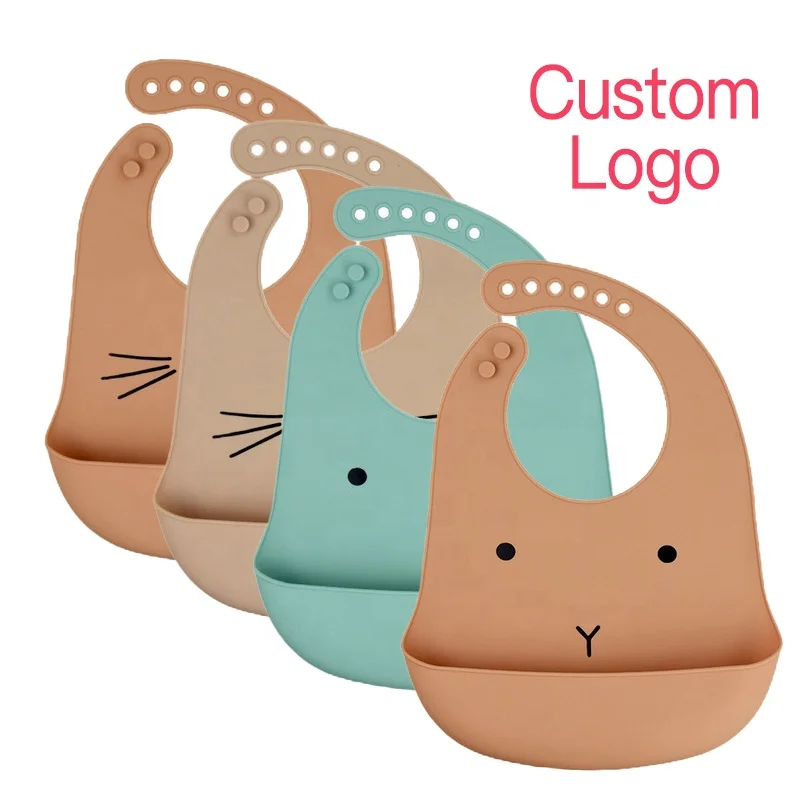 
Custom blank baby bib silicone baby bib waterproof with food catcher 