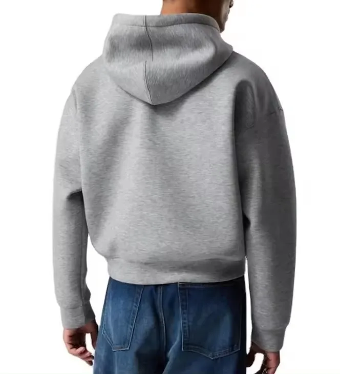 wholesale Drop Shoulder 100% cotton sweatshirt Heavy Weight French Terry Oversized 460gsm Zip Up Men Cropped mens Hoodie