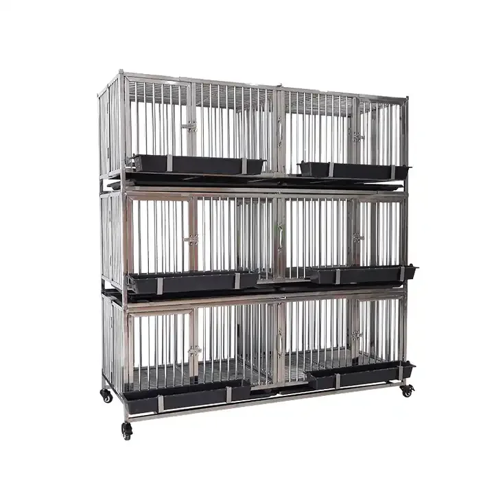 High Quality Stainless Steel New Silver Animal Birds 3-layer Pigeon Coop with Pigeon Accessories
