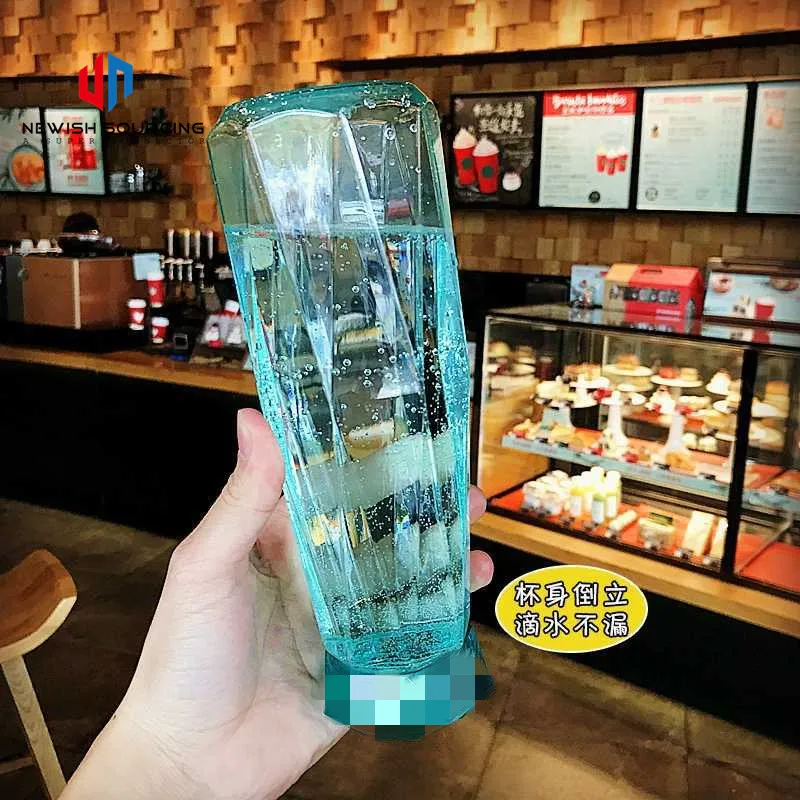 400 ml Seal Dazzle Color Crystal Diamond Creative Water Glass Bottle Cup Gift Custom Pyrex Glass Argyle Hand Cup