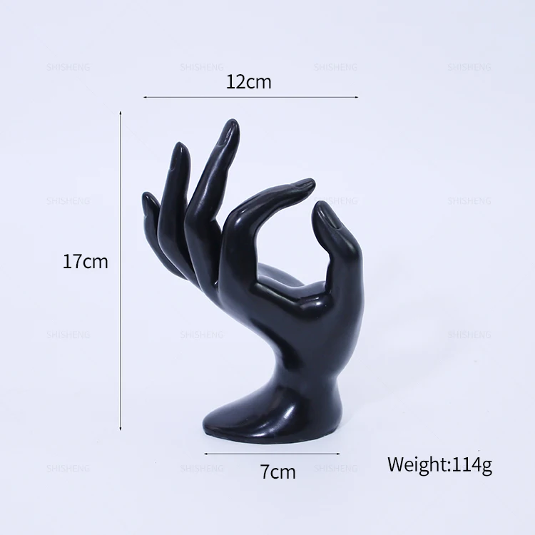 SHI SHENG Black Plastic OK Hand Ring Holder for Chain Ring Necklace Jewelry Display Stand Holder