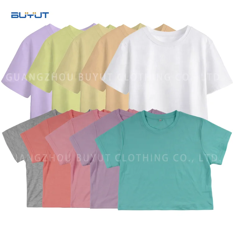 Customize  round neck sexy lady clothes crop top plain color women crop top for sublimation