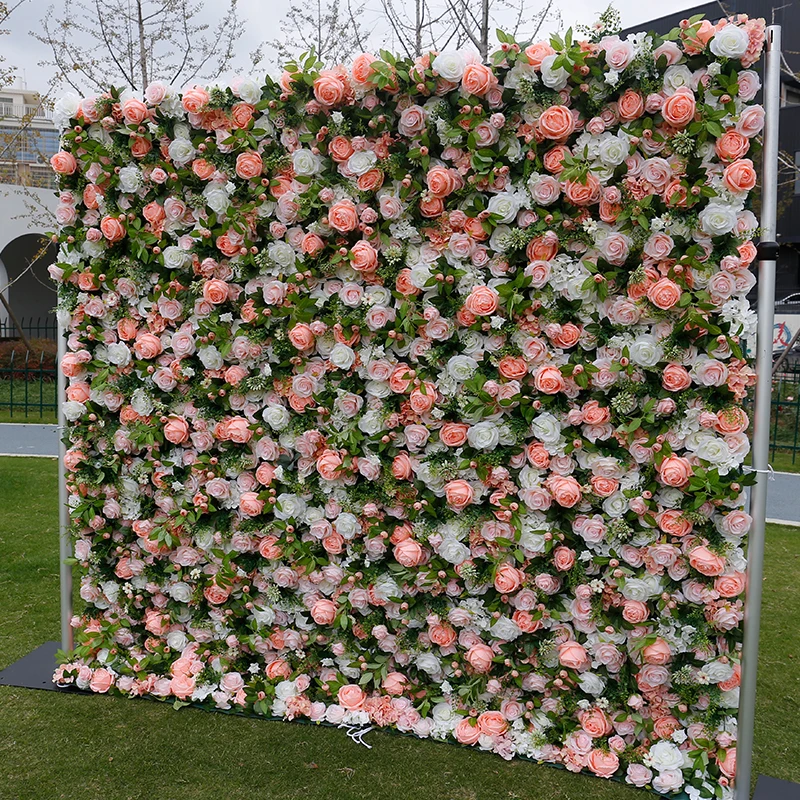 Подгонянный 3D /5D закатать тканевый цветочный фон 8X8ft 5D Цветочная стена для свадьбы