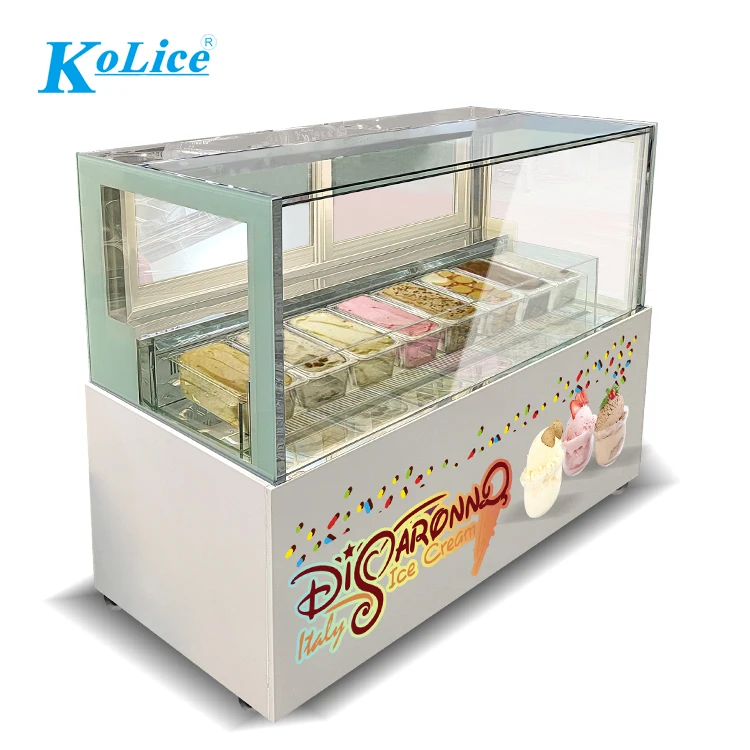 Professional Manufacturer 8 Pan scoop ice cream freezer showcase market gelato display cabinet cake refrigerator showcase