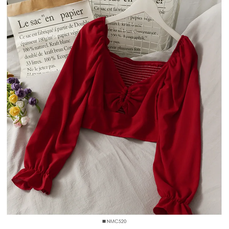 New stylish Korea fashion design women chiffon blouse top OC390