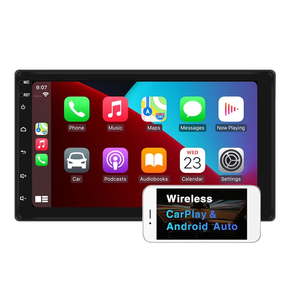 Android 13 4 ядра HD экран универсальный Головной блок Радио 7 9 10 дюймов автомобиль mp5 android плеер с беспроводной carplay