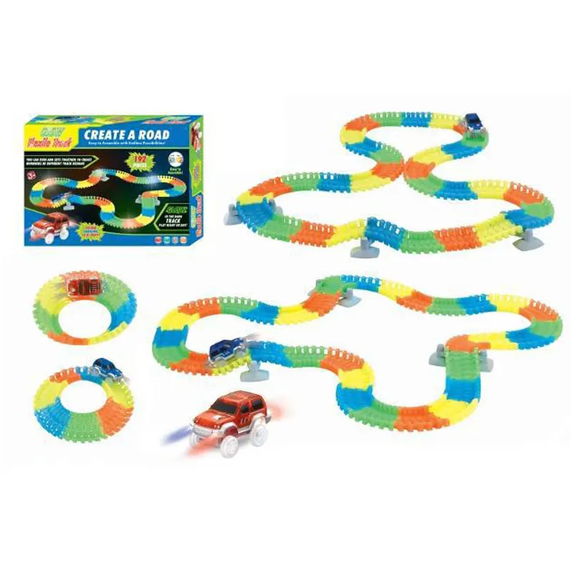 Magical glowing track car slot toy racing car with one car