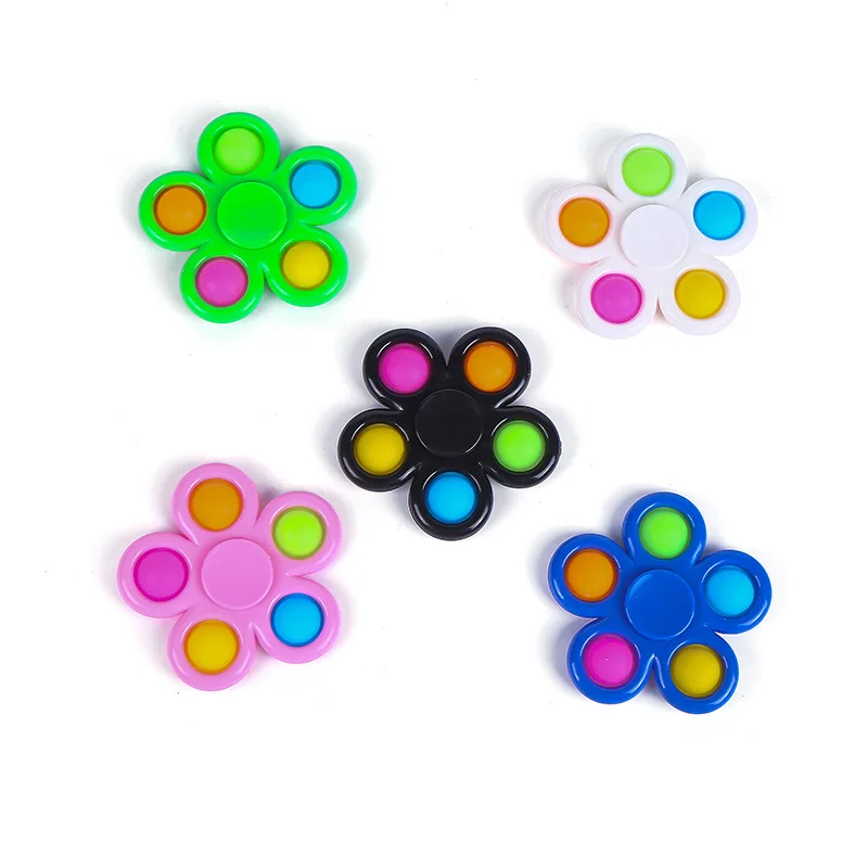2023 Hot Sale Wholesale Simple Handheld Stress Relief 2 in 1 Push Pops Bubble Fidget Spinner Toy