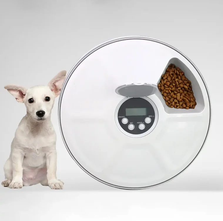 A mazon hot Auto Smart Electronic Adjustable Five Meal Tray Dispenser Timed Slow Food Water bowl Dogs Cats Automatic Pet Feeder