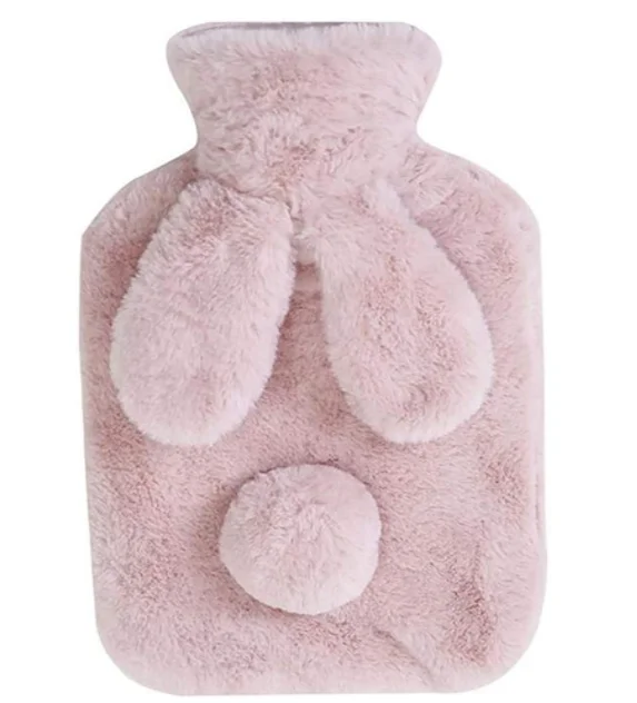 Rubber Hot Water Bottle with Cute Plush Bunny Animal Cover Winter Warm Leakproof  ,high quality