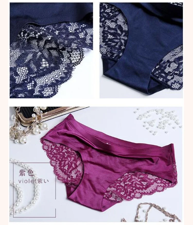 Custom logo Bikini Panty Ice Silk Seamless Underwear Custom Printed Women Seamless Panties