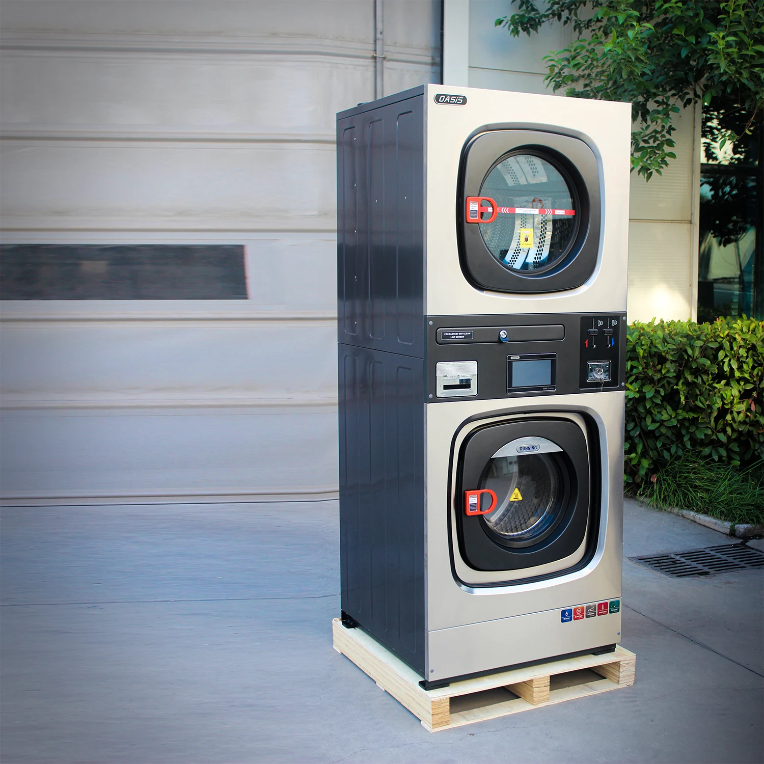 Large Capacity 15Kg Commercial Laundry Stacked Washing Machine With Coin American Self-Service Laundry Vending Station