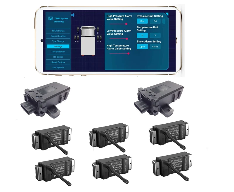 22 wheel Smart Android phone internaltruck bus tpms wireless tire pressure monitoring system