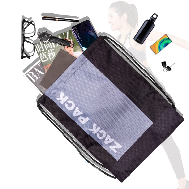 [YIB] High Quality Polyester Draw String Custom Sports Backpack Gym Bag Waterproof Logo Promotional Fitness Drawstring Bags