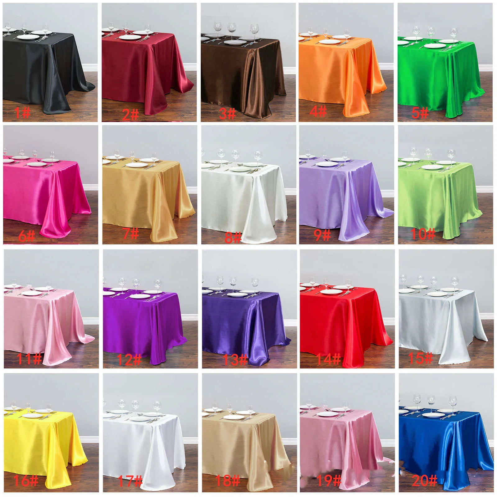 Wholesale Rectangular Satin Tablecloth Banquet Linen Wedding Party Restaurant Tablecloth