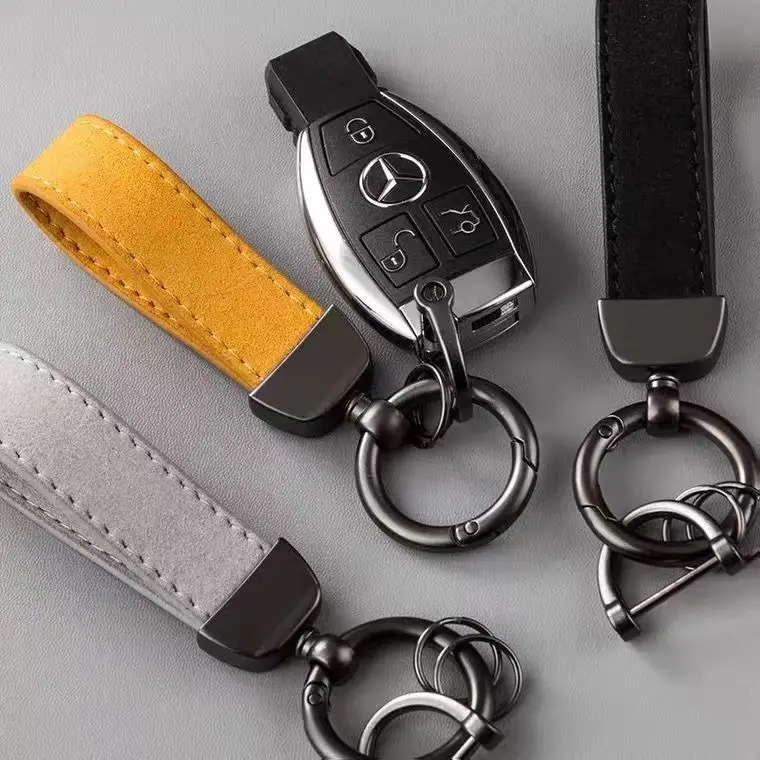 Xun Xin Retro Blank PU Leather Keychain For Men Women Simple Pink Car Key Chains Metal Key Rings Business Party Wedding Gift