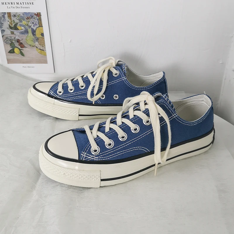 Wholesale Custom Canvas Sneakers  Lace-Up Classic Walking Style Casual Shoes Rubber Outsole Vulcanized Shoes