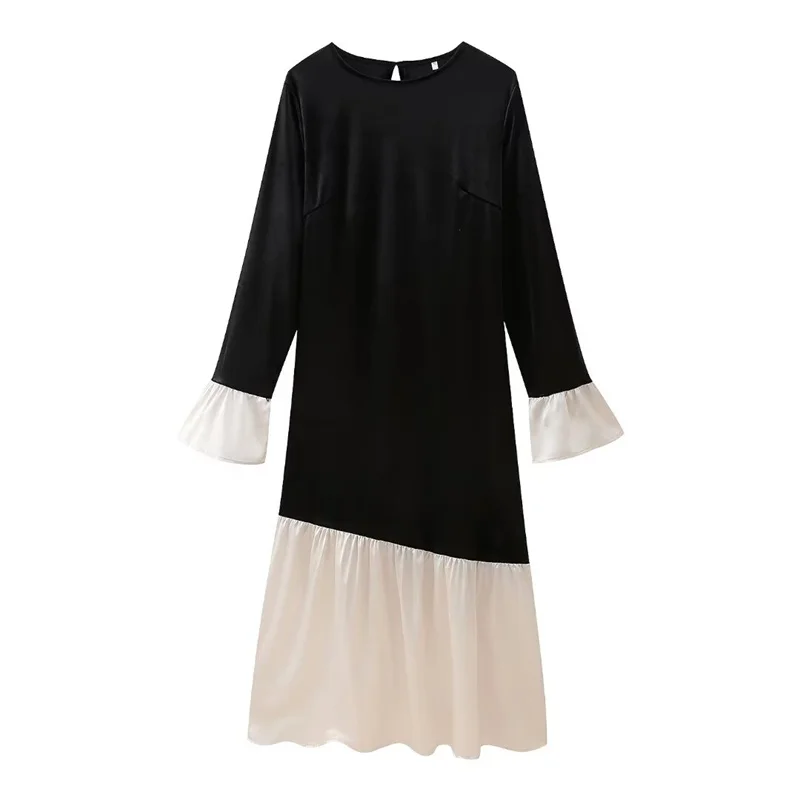 TAOP&ZA French fishtail dress for women spring 2024 irregular splicing Hepburn style annual party little black dress 108