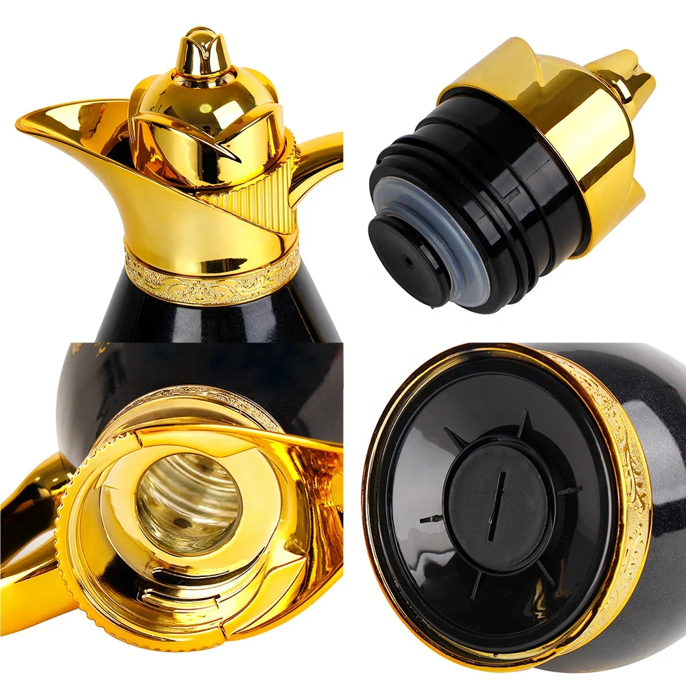 WUJO High Quality Iron Body Pink Glass Refill Liner Stainless Steel Arabic Dallah Insulated Water Vacuum Flask Jug Coffee Pot