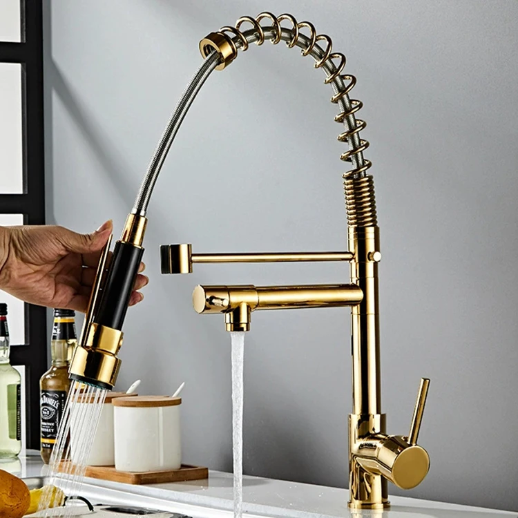Hot Sell Deck Mounted Flexible Kitchen Faucets Pull Out Mixer Tap Hot Cold Kitchen Faucet with Spray Mixers Taps