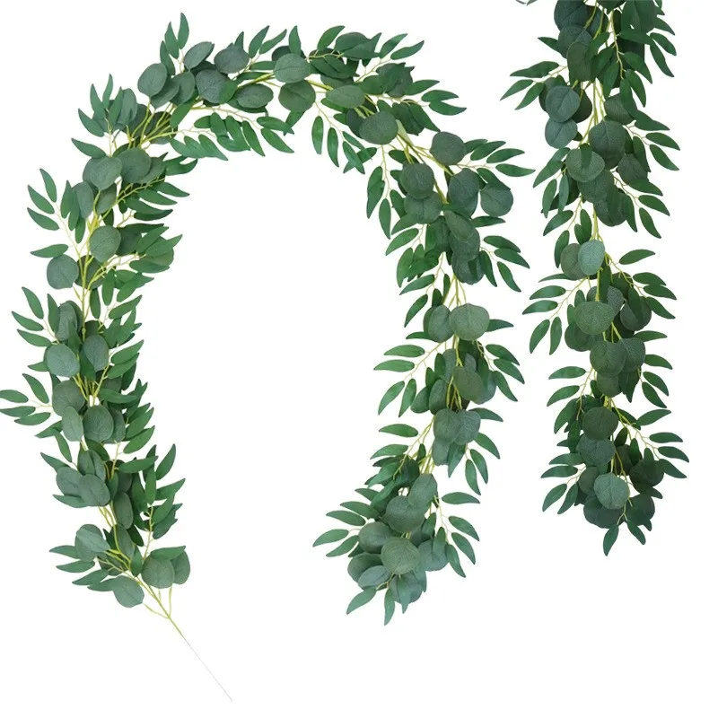 Artificial eucalyptus willow vine wedding decoration eucalyptus round leaf wall hanging winding vine