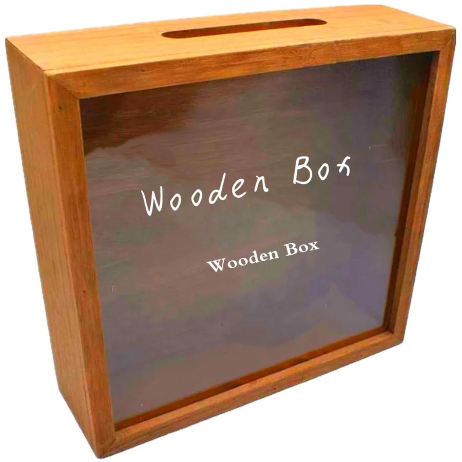kids wooden saving money box photo frame shadow box mdf money box
