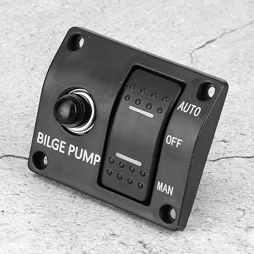 Boat Bilge Pump Float Switch 12V 3 Position Toggle Switch Panel with LED Indicator Light for Car Yachts