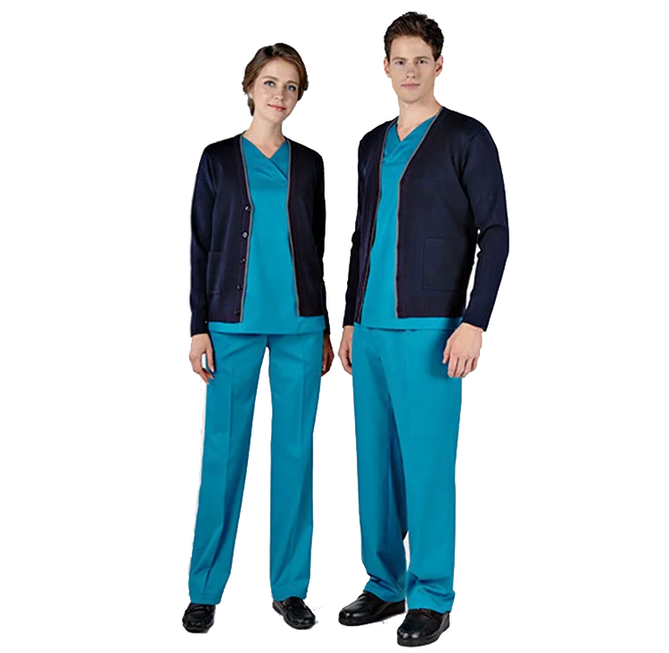 Оптовая продажа унисекс светло-голубая медицинская спецформа Рабочая Униформа для мужчин и женщин больничная