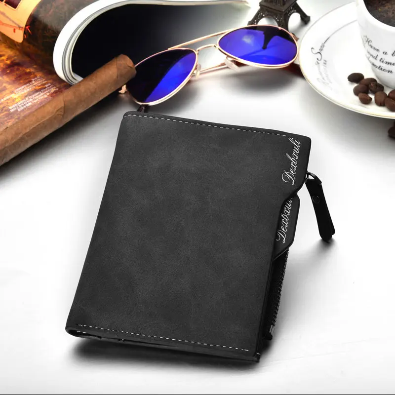 Hot Sales Removable Card Slots Multifunction Business Casual men Purse Cotton Linen Short Coin Pocket Men Zipper Short Wallet