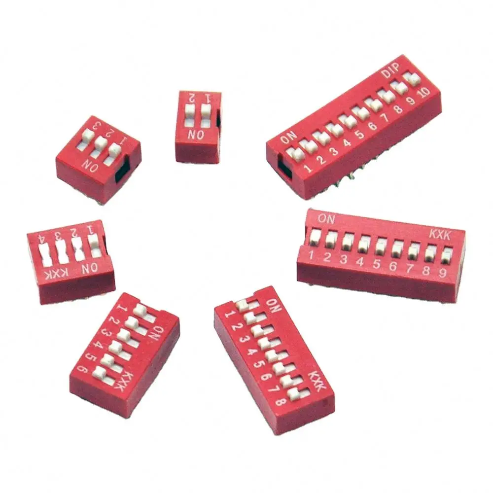 2,54 мм DIP-переключатель 2/3/4/5/6/7/8/10/12P, плоский циферблат, переключатель DIP
