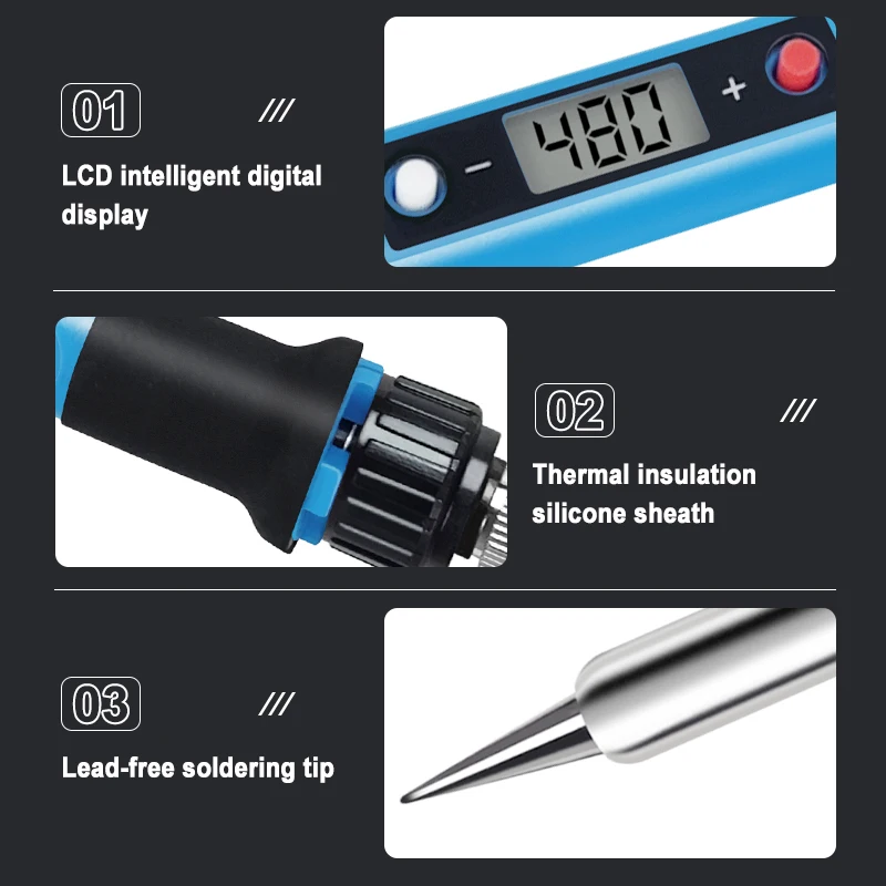 Big Power 80W Internal Heating Type Adjustable Temperature Digital Display Electronic Soldering Iron